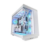 MARS GAMING MC-REV, Boîtier Gaming ATX, Double Verre Trempé, 3X Ventilateurs ARGB Inversés 12cm, Montage Vertical Cartes Graphiques, Tour PC avec Support Refroidissement Liquide Jusqu’à 360mm, Blanc