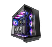 Mars Gaming MC-REV, Boîtier Gaming ATX, Double Verre Trempé, 3X Ventilateurs ARGB Inversés 12cm, Montage Vertical Cartes Graphiques, Tour PC avec Support Refroidissement Liquide Jusqu’à 360mm, Noir