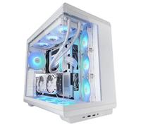 Mars Gaming MC-REV, Boîtier Gaming, Double Verre Trempé, 3 Ventilateurs ARGB Inversés, GPU Vertical, Refroidissement 360mm, Blanc