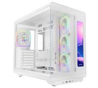 Mars Gaming MC-REVMAX, Boîtier PC ATX, Écran IPS 11.8", Verre Trempé Continu, 4 Ventilateurs PWM ARGB, Refroidissement Liquide jusqu'à 360mm, Compatible Cartes Mères à Connecteur Inversé, USB-C, Blanc