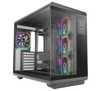 Mars Gaming MC-REVPRO, Boîtier PC ATX, Écran LCD 4.3", Verre Trempé Continu, 4 Ventilateurs PWM ARGB, Refroidissement Liquide jusqu'à 360mm, Compatibilité Cartes Mères Connecteur Inversé, USB-C, Noir