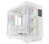 Mars Gaming MC-REVPRO, Boîtier PC ATX, Écran LCD 4.3", Verre Trempé Continu, 4 Ventilateurs PWM ARGB, Refroidissement Liquide jusqu'à 360mm, Compatibilité Cartes Mères Connecteur Inversé, USB-C, Blanc