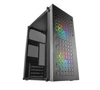 MARS GAMING MC-S2, Boîtier PC Gaming Compact Micro-ATX, 2 Ventilateurs FRGB Raibow avec Grille Frontale, Fenêtre Latérale Complète, Noir