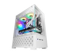 Mars Gaming MC-SE2, Boîtier Gaming MicroATX, Verre Trempé Latéral et Frontal sans Cadre, Ventilateur FRGB 120mm, Structure à Double Chambre, Mini-Tour PC Compacte à Grande Capacité Interne, Blanc