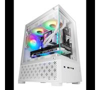 Mars Gaming MC-SE2W Mini Tower PC Blanc, Micro ATX/Mini-ITX, 1x120mm AR, USB 3.2 Gen 1, Vitre Trempée, RGB, Refroidissement Liquide 120/240mm