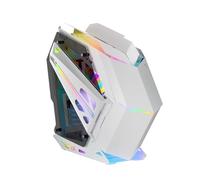 Mars Gaming MC-Titan, Boîtier Gaming RGB XXL ATX, Double Bande LED et Éclairage Frontal ARGB, Hub d'Éclairage + Télécommande, Compatible avec Cartes Mères ARGB, Support Refroidissement Liquide, Blanc