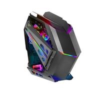 Mars Gaming MC-Titan, Boîtier Gaming RGB XXL ATX, Double Bande LED et Éclairage Frontal ARGB, Hub d'Éclairage + Télécommande, Compatible avec Cartes Mères ARGB, Support Refroidissement Liquide, Noir