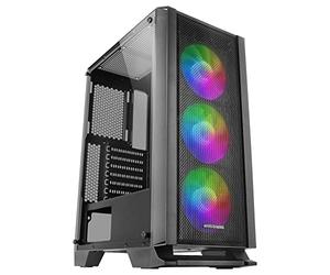 Mars Gaming MC-Titan, Boîtier Gaming RGB XXL ATX, Double Bande LED et Éclairage Frontal ARGB, Hub d'Éclairage + Télécommande, Compatible avec Cartes Mères ARGB, Support Refroidissement Liquide, Blanc