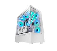 Boîtier Gaming Custom XXL E-ATX Mars Gaming MC-ULT Double Vitre Trempée + Porte Latérale Design Double Chambre Verticale Blanc Blanc