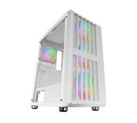 Mars Gaming MC-Vault, Boîtier Gaming ATX, 4X Ventilateurs ARGB 120mm, Panneau Avant Mesh avec Design Vertical, Fenêtre Latérale Verre Trempé, 3X Slots PCI Verticaux,Semi-Tour PC Professionnelle,Blanc