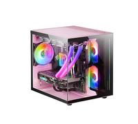 Mars Gaming MC-View, Boîtier Mini-Tour Gaming Micro-ATX, Verre Trempé 90° sans Cadre, Structure Modulaire Double Chambre, Support Complet pour Refroidissement Liquide, Blanc