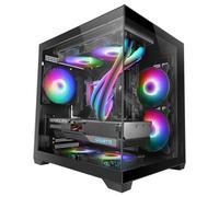 Mars Gaming MC-VIEW2, Boîtier MicroATX, Double Verre Trempé, 1x Ventilateur FRGB 120mm, Refroidissement 240mm, Chambre Double, Noir