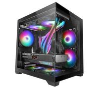 Mars Gaming MC-VIEW2, Boîtier MicroATX, Double Verre Trempé, 1x Ventilateur FRGB 120mm, Refroidissement 240mm, Chambre Double, Noir