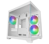 Mars Gaming MC-VIEW3, Boîtier PC MicroATX, Verre Trempé Panoramique, 3X Ventilateurs ARGB 120mm, Double Chambre, Support Refroidissements Liquides jusqu'à 240mm, Mini-Tour Compacte avec USB-C, Blanc