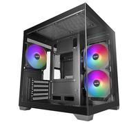 Mars Gaming Boîtier PC MicroATX MC-VIEW3 – Verre trempé panoramique, 3x ARGB 120mm, USB-C, Noir