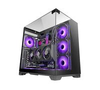 Mars Gaming MC-Vision, Boîtier Gaming ATX, Triple Verre Trempé Continu sans Cadre, Structure à Double Chambre, Compatible avec Cartes Mères à Connecteur Inversé, Support Refroidissement Liquide, Noir