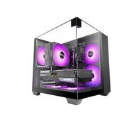 Mars Gaming MC-VISIONM, Boîtier Gaming Compact MicroATX, Triple Verre Trempé, Structure Double Chambre, Support Refroidissement Liquide Jusqu’à 240mm, Mini-Tour PC avec Grande Capacité Interne, Noir