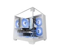 Mars Gaming MC-VISIONM, Boîtier Gaming Compact MicroATX, Triple Verre Trempé, Structure Double Chambre, Support Refroidissement Liquide Jusqu’à 240mm, Mini-Tour PC avec Grande Capacité Interne, Blanc