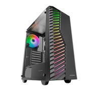 Mars Gaming MC-Volt, Boîtier Gaming ATX, Ventilateur ARGB 120mm, Grille Frontale ARGB, Fenêtre Latérale en Verre Trempé, Gestion de Câblage, Semi-Tour PC avec Support Refroidissement Liquide, Noir