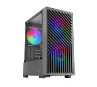 Mars Gaming MC-VORTEX, Boîtier Gaming MATX, Mesh Géométrique, Panneau Latéral Verre Trempé, 3 Ventilateurs FRGB Rainbow 120mm, Noir
