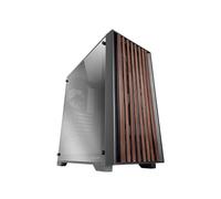 Mars Gaming MC-WOODC : Boîtier PC Moyen Tour Noir, Façade Bois Véritable, ATX/Micro-ATX/Mini-ITX, Ventilateur 120mm FDB, Support Radiateur 360mm, USB 3.0