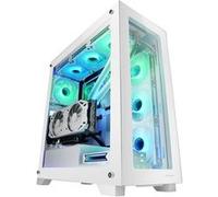Mars Gaming MC-XP Boîtier Custom E-ATX, Double Fenêtre Verre Trempé, Refroidissement Liquide Complet, PCIs Verticaux, USB 3.0, Blanc G