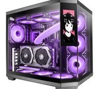 Mars Gaming MC-3TCORELCD Boîtier Gaming ATX, Écran IPS 7,2” Personnalisable, Triple Verre Trempé Amovible, Structure Double Chambre Latérale, Support de Refroidissement Liquide jusqu'à 360mm, Noir
