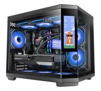 Mars Gaming MC-3TCORELCDM Boîtier Gaming Micro-ATX, Écran IPS de 7,2” Personnalisable, Triple Verre Trempé, Structure Double Chambre Latérale, Support de Refroidissement Liquide jusqu'à 360mm, Noir