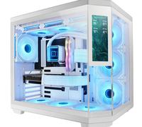 Mars Gaming Boîtier ATX MC-3TCORELCD – Écran IPS 7,2" personnalisable, Triple verre trempé, Blanc