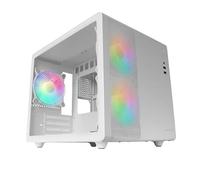 Mars Gaming MC400W, Boîtier Gaming Compact Micro-ATX, Fenêtre Latérale Complète en Verre Trempé, 3X Ventilateurs FRGB 120mm, Panneau Latéral en Mesh, Blanc
