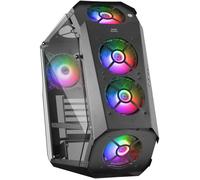Mars Gaming Boîtier PC Moyen Tour ATX MC51 - Double verre trempé, 5 ventilateurs RGB 12 cm - Noir