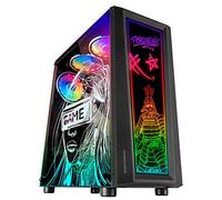 Mars Gaming MCART, Boîtier PC Gaming ATX, Double Verre Trempé à Dessiner, ARGB 12 Modes, Ventilateur 12 cm, Noir