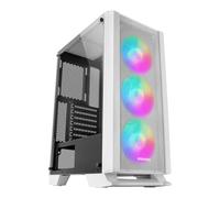 Mars Gaming Boîtier PC ATX MCCW — Panneau avant Metal-Mesh, Verre trempé, 3x FRGB 120mm, Blanc
