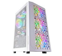 Mars Gaming MCMESHW, Boîtier Gaming Compact MicroATX, Panneau Avant Total Mesh, 3 Ventilateurs FRGB 120mm, Verre Trempé, Blanc