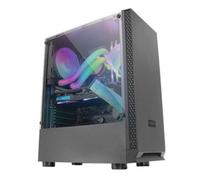 Mars Gaming MCN2, Boîtier PC Gaming ATX, Fenêtre Latérale Complète, Grille Avant, Conception Double Chambre, Ventilateur Arrière 12cm, Noir