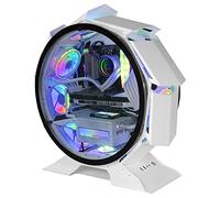 Mars Gaming MCORB Blanc, Boîtier PC Gaming Micro-ATX XL, Design Circulaire Custom, Double Vitrage Trempé