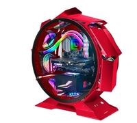 Mars Gaming MCORB Rouge, Boîtier PC Gaming Micro-ATX XL, Design Circulaire Custom, Double Vitrage Trempé