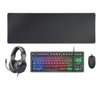Mars Gaming MCP-RGB3, Langue Italien, Ensemble RGB Clavier Fixe, Souris Flow 3200 DPI, Casque Over-Ear, Tapis de Souris XXL, Noir