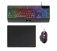 Mars Gaming - Combo 3en1 MCP124 - Clavier H-Mech AZERTY RVB, Souris 3200DPI, Tapis 360x260 Noir