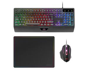 Mars Gaming MCP124 clavier Souris incluse USB QWERTY Espagnole Noir