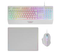 Combo 3en1 Mars Gaming MCP124, Clavier, Souris, Tapis de souris, Français, Blanc G