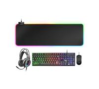 Mars Gaming MCPEXFR Combo Clavier Français + Souris + Casque + Tapis de Souris XXL