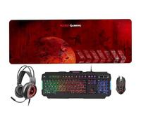 MARSGAMING Mars Gaming MCPRGB2FR, Pack Clavier Souris + Tapis de Souris XXL + Casque, FR MCPRGB2FR Noir