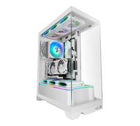 Mars Gaming MC-Prisma, Boîtier Gaming ATX, Triple Verre Trempé Continu sans Cadre, Éclairage ARGB Latéral et Frontal, Double Chambre, Support Refroidissement Liquide Jusqu’à 360mm, Blanc