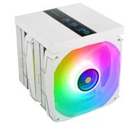 Mars Gaming MCPU-LCDPRO, Dissipateur CPU Double Tour 380W TDP, 8x Heatpipes HCT, 2x Ventilateurs 120mm PWM FDB, Écran LCD XL, Éclairage ARGB Infinity Mirror, Compatibilité Intel et AMD, Blanc