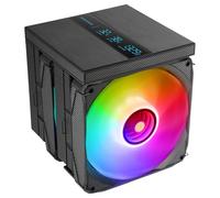 Mars Gaming MCPU-LCDPRO, Dissipateur CPU Double Tour 380W TDP, 8x Heatpipes HCT, 2x Ventilateurs 120mm PWM FDB, Écran LCD XL, Éclairage ARGB Infinity Mirror, Compatibilité Intel et AMD, Noir