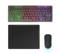 Mars Gaming MCPWTKL, Combo Gaming sans Fil, Technologie DualPro Link 2.4GPRO, Clavier TKL FRGB Rainbow + Souris RGB 3200DPI avec Switches HUANO + Tapis Antidérapant 360x260mm, Noir, Anglais US