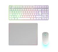 Mars Gaming MCPWTKL, Combo Gaming sans Fil, Technologie DualPro Link 2.4GPRO, Clavier TKL FRGB Rainbow + Souris RGB 3200DPI avec Switches HUANO + Tapis Antidérapant 360x260mm, Blanc, Français