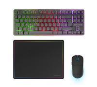 Mars Gaming MCPWTKL, Combo Gaming sans Fil, Technologie DualPro Link 2.4GPRO, Clavier TKL FRGB Rainbow + Souris RGB 3200DPI avec Switches HUANO + Tapis Antidérapant 360x260mm, Noir, Français
