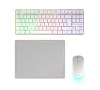 Mars Gaming MCPWTKL, Combo Gaming sans Fil, Technologie DualPro Link 2.4GPRO, Clavier TKL FRGB Rainbow + Souris RGB 3200DPI avec Switches HUANO + Tapis Antidérapant 360x260mm, Blanc, Espagnol